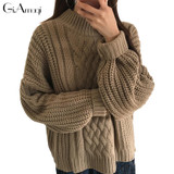 pullover Women 2017 New Plus Size Women's Sweaters Bat Sleeves Autumn Winter Twist Knitted Sweaters Crochet Jackets