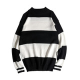 Pullover Sweater Men Knitted Cotton Sweater Men Casual Sweater Thick Striped Fashion Warm Pullover Basics