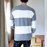 Pullover Sweater Men Knitted Cotton Sweater Men Casual Sweater Thick Striped Fashion Warm Pullover Basics