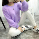 Pull Femme Pullover Women Sweaters And Pullovers 2017 Cashmere Sweater knitted Korean Winter Warm Pink Sweater Jumper Mohair Fur
