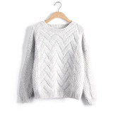 Pull Femme 2016 Autumn Winter Women Sweaters And Pullovers Plaid Thick Knitting Mohair Sweater Female Loose Variegated B77