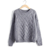 Pull Femme 2016 Autumn Winter Women Sweaters And Pullovers Plaid Thick Knitting Mohair Sweater Female Loose Variegated B77