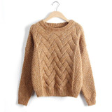 Pull Femme 2016 Autumn Winter Women Sweaters And Pullovers Plaid Thick Knitting Mohair Sweater Female Loose Variegated B77