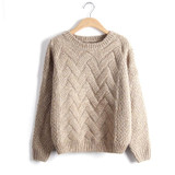 Pull Femme 2016 Autumn Winter Women Sweaters And Pullovers Plaid Thick Knitting Mohair Sweater Female Loose Variegated B77