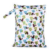 PUL Wet Bag Baby Waterproof Cloth Diaper Bag Single Pocket Zipper Print Reusable Baby Nappy Diaper Rubbish Wet Bag 30x40cm