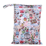 PUL Wet Bag Baby Waterproof Cloth Diaper Bag Single Pocket Zipper Print Reusable Baby Nappy Diaper Rubbish Wet Bag 30x40cm