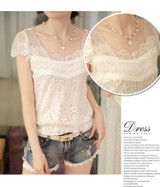 summer 2016 new Korean style v-neck female blouse Short -sleeve white lace slim elegant solid color women shirt 59F 25 summer 2016 new Korean style v-neck female blouse Short -sleeve white lace slim elegant solid color women shirt 59F 25