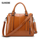 SUKEBE 2017 New Vintage Oil Wax Handbag Geniune Leather Women Bag Ladies Shoulder Bags Women Messenger Bag Bolsas Femininas