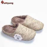 Suihyung Winter Warm Men Women Home Slippers Indoor Shoes Plush House Slippers Non-slip Soft PU Sole Woman Bedroom Floor Slipper