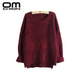 Sueter Mujer 2017 Autumn Winter Fashion Split Swallowtail Female Loose Sweaters Round Neck Women Sweaters And Pullovers LMY17