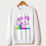 Sudaderas Mujer 2018 kawaii harajuku Unicorn Sweatshirt Women Hoodies Full Sleeve Cartoon Unicorn Print White Moletom Feminino