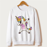 Sudaderas Mujer 2018 kawaii harajuku Unicorn Sweatshirt Women Hoodies Full Sleeve Cartoon Unicorn Print White Moletom Feminino