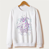 Sudaderas Mujer 2018 kawaii harajuku Unicorn Sweatshirt Women Hoodies Full Sleeve Cartoon Unicorn Print White Moletom Feminino