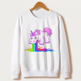 Sudaderas Mujer 2018 kawaii harajuku Unicorn Sweatshirt Women Hoodies Full Sleeve Cartoon Unicorn Print White Moletom Feminino