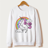 Sudaderas Mujer 2018 kawaii harajuku Unicorn Sweatshirt Women Hoodies Full Sleeve Cartoon Unicorn Print White Moletom Feminino