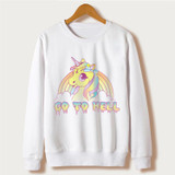 Sudaderas Mujer 2018 kawaii harajuku Unicorn Sweatshirt Women Hoodies Full Sleeve Cartoon Unicorn Print White Moletom Feminino