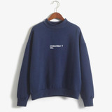 Sudaderas Mujer 2017 Hoodies Women Remember No Letters Printed Pastel Colors Sweatshirt Moletom Feminino Turtle Neck Pullover