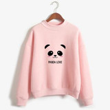 Sudaderas Mujer 2017 Cute Hoodies Women Kawaii Harajuku Shy Panda Letters Printed Sweatshirt Moletom Feminino Pullover