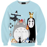 Sudaderas Mujer 2015 Casual 3D Sweatshirt Women Winter Clothing Moleton Feminino Hoodies O-neck Pullover Cartoon Totoro Print