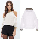 Stylish Women Summer Loose Casual off shoulder pullover round neck Shirts Nine Quarter Sleeve Ladies Chiffon Blouses one pieces