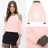Stylish Women Summer Loose Casual off shoulder pullover round neck Shirts Nine Quarter Sleeve Ladies Chiffon Blouses one pieces