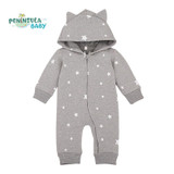 Spring Cartoon Star Pattern Hooded Baby Rompers Newborn Clothing Cotton Long Sleeve Jumpsuits Boys Girls Outerwear Costume