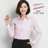 Spring Autumn Women's Shirts Long Sleeve Casual Chiffon Blouse Female V-Neck Work Wear Solid Color White Office Shirts For Women