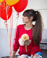 spring autumn women warm hoodies lovely ice cream coat pom pom fur balls female winter sweatshirt polerones 0152
