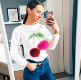 spring autumn women warm hoodies lovely ice cream coat pom pom fur balls female winter sweatshirt polerones 0152