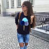 spring autumn women warm hoodies lovely ice cream coat pom pom fur balls female winter sweatshirt polerones 0152