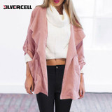 Spring Autumn Women Trench Coat Pocket Zipper Hooded Casual Loose Coats Outwear