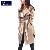 Spring Autumn Women Trench Coat 2016 New Fashion Long Outwear Plus Size Waist Slim Trench Coat for Women With Belt Spring Coat