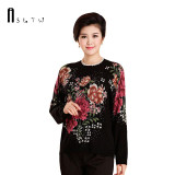 ASLTW 2017 New Women Sweater Pullovers Long Sleeve O Neck Printing Knitwear Tops Plus Size Casual Mother Gift Female Sweater