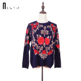 ASLTW 2017 New Women Sweater Pullovers Long Sleeve O Neck Printing Knitwear Tops Plus Size Casual Mother Gift Female Sweater
