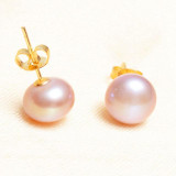 ASHIQI Real Freshwater pearl stud earrings , 925 Sterling Silver Jewelry ,Good price of natural pearls For Women gifts