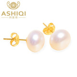 ASHIQI Real Freshwater pearl stud earrings , 925 Sterling Silver Jewelry ,Good price of natural pearls For Women gifts