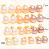 ASHIQI Real Freshwater pearl stud earrings , 925 Sterling Silver Jewelry ,Good price of natural pearls For Women gifts
