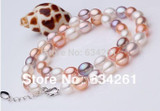 ASHIQI Natural Pearl Necklace Freshwater Pearls for women with 7-8mm colour pearl Jewelry gift 100% 925 silver clasp