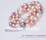 ASHIQI Natural Pearl Necklace Freshwater Pearls for women with 7-8mm colour pearl Jewelry gift 100% 925 silver clasp