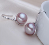 ASHIQI Natural Freshwater Pearl earrings for women, 10-11mm big pearl 925 sterling silver jewelry gift