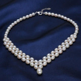 ASHIQI Natural Freshwater Pearl Necklace with Genuine 925 Sterling silver clasp Pearl Jewelry for women bride Wedding