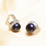 ASHIQI Genuine  Natural Freshwater pearl Stud earrings, Real 925 Sterling Silver jewelry for women wholesale