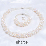 ASHIQI 100% Freshwater pearl Necklace /bracelet /stud Earring Jewelry Sets For Women