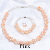 ASHIQI 100% Freshwater pearl Necklace /bracelet /stud Earring Jewelry Sets For Women