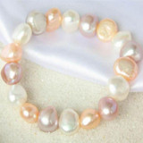 ASHIQI Natural Freshwater Pearl Charm Bracelet for women Fashion Jewelry White pink purple 9-10mm  Real pearl  jewelry