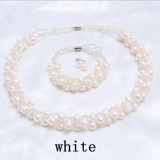 ASHIQI 100% Freshwater pearl Necklace /bracelet /stud Earring  Jewelry Sets For Women