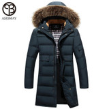 Asesmay winter jacket men new long duck down thick warm men down jacket wellensteyn parkas natural fur hood collar winter coats