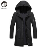 Asesmay Winter Men Coat Goose Feather Thick Warm White Duck Down Winter Jacket Mens Parka Hooded Military Green Men Down Jackets