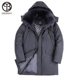 Asesmay 2017 men down jacket high quality snow parkas goose feather men's winter jackets for russia natural fur hooded down coat
