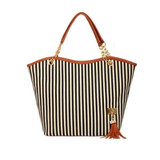 ASDS 2017 New Striped Canvas Handbag Women Shoulder Bags Beach Bag Fashion Zipper Tassel Women Handbag Big Tote Bag